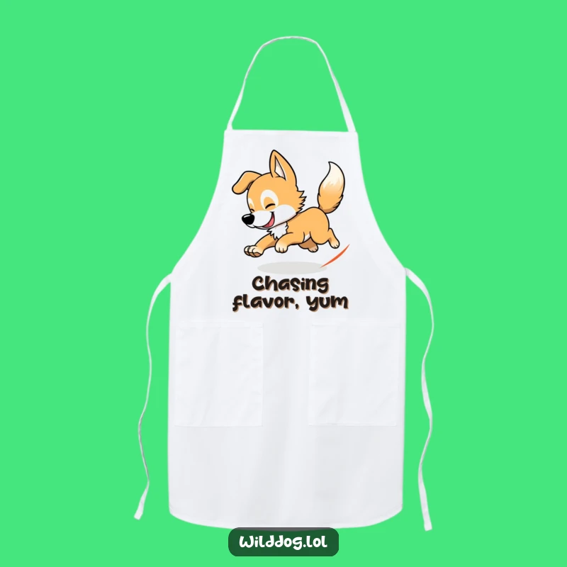 Funny Wild Dog Tail Chasing Apron: Hilarious Kitchen Wear for Playful Cooks