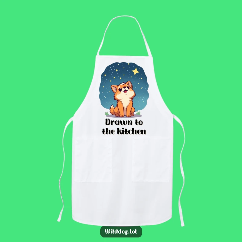 Funny Wild Dog Starry Sky Apron: Cook Under Magical Skies!