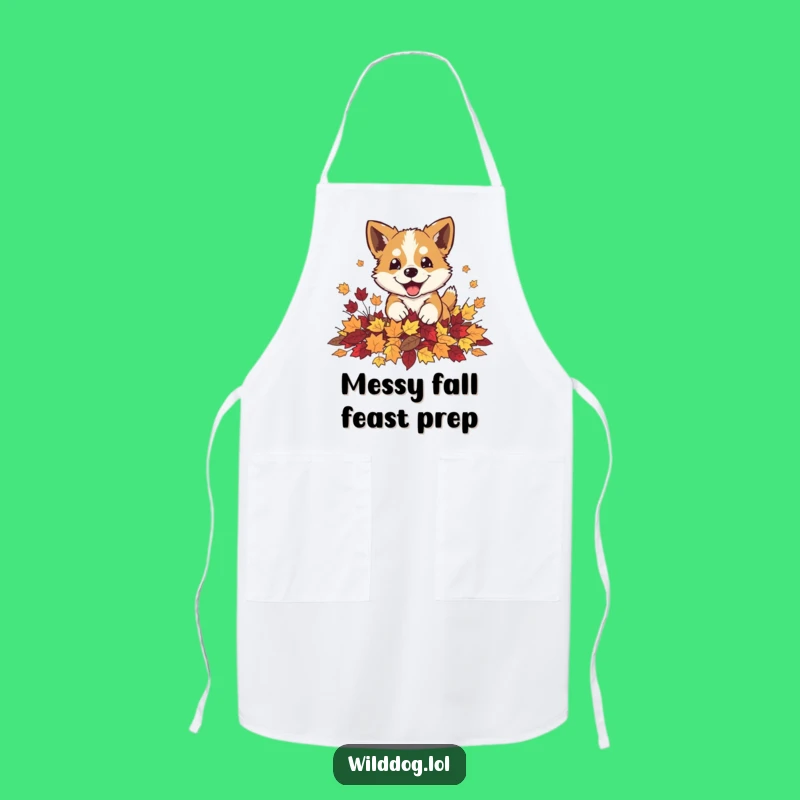 Funny Autumn Dog Leaves Apron: Playful Fall Kitchen Gear, Chef Gift