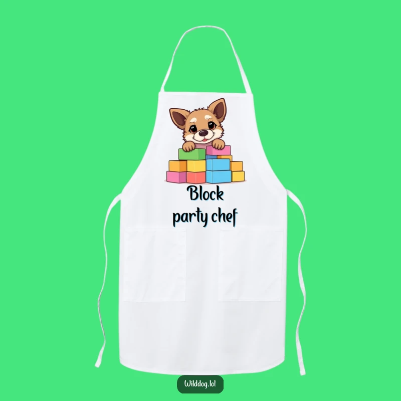 Funny Building Block Wild Dog Apron - Playful Kitchen Wear, Perfect Humorous Gift