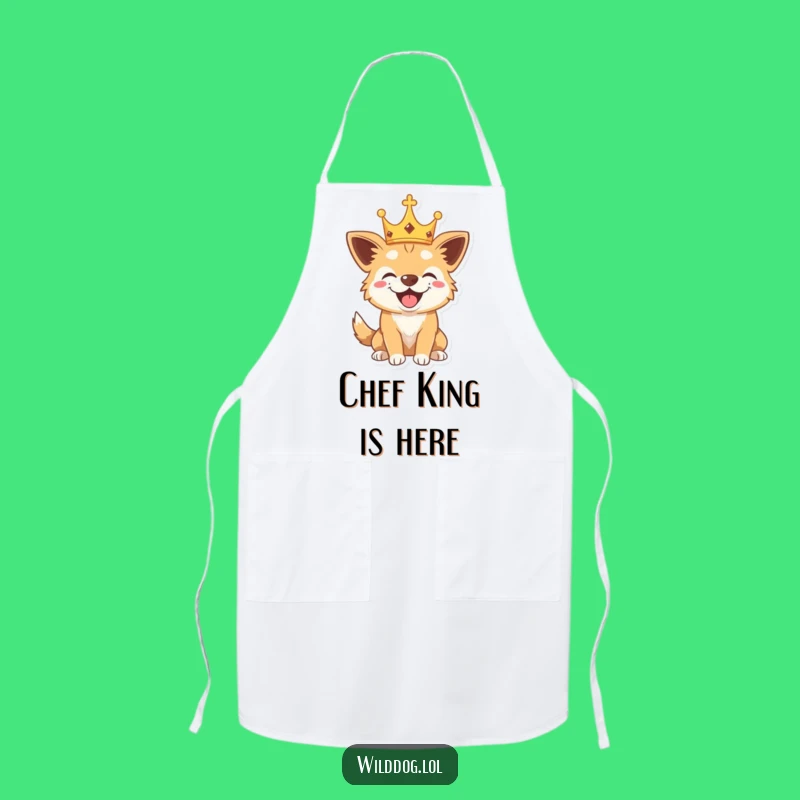 Funny Wild Dog Crown Apron: Royal Chef Design, Hilarious Kitchen Gift