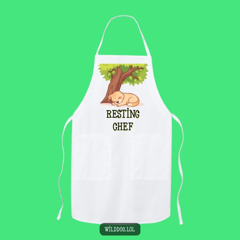 Funny Wild Dog Napping Apron: Hilarious Relaxed Chef Kitchen Gift