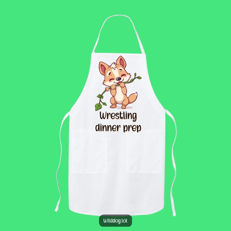Funny Wild Dog Vine Apron: Cook Up Fun with Playful Tugs!