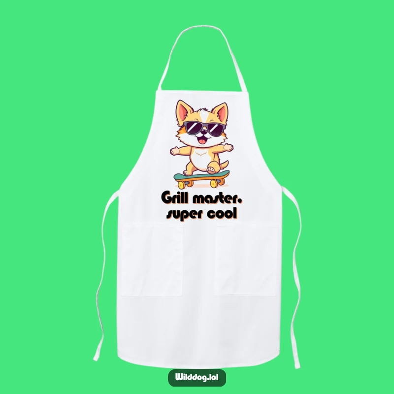 Funny Wild Dog Skateboard Apron: Cool Chef Design, Hilarious Kitchen Gift