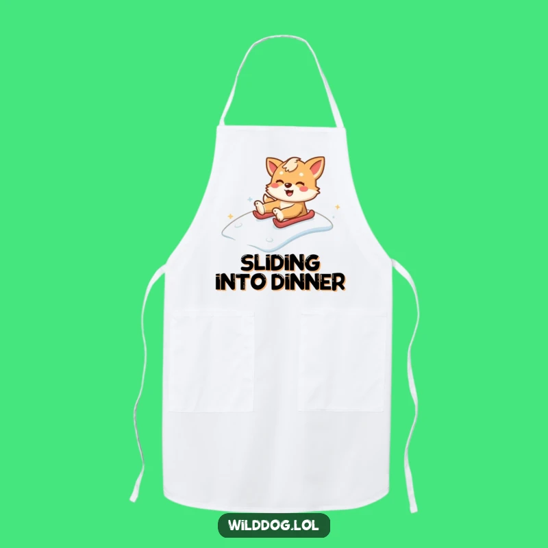 Funny Wild Dog Snow Hill Apron: Cook with Hilarious Winter Fun