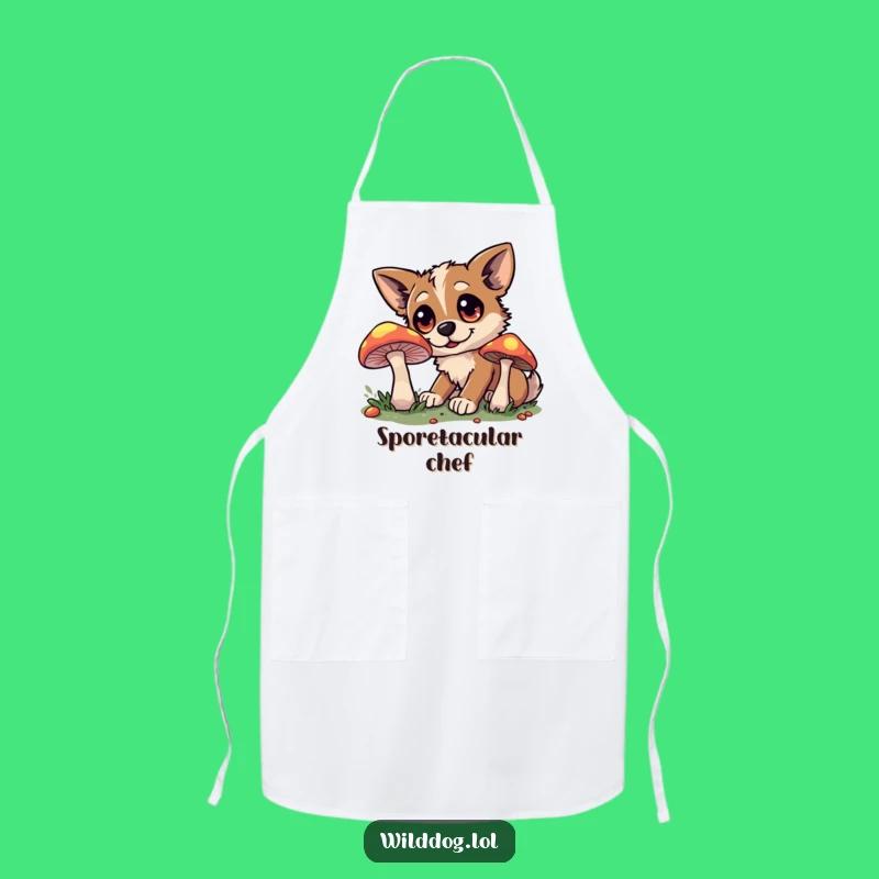 Funny Wild Dog Apron: Mushroom Magic in the Kitchen, Chef's Humorous Companion