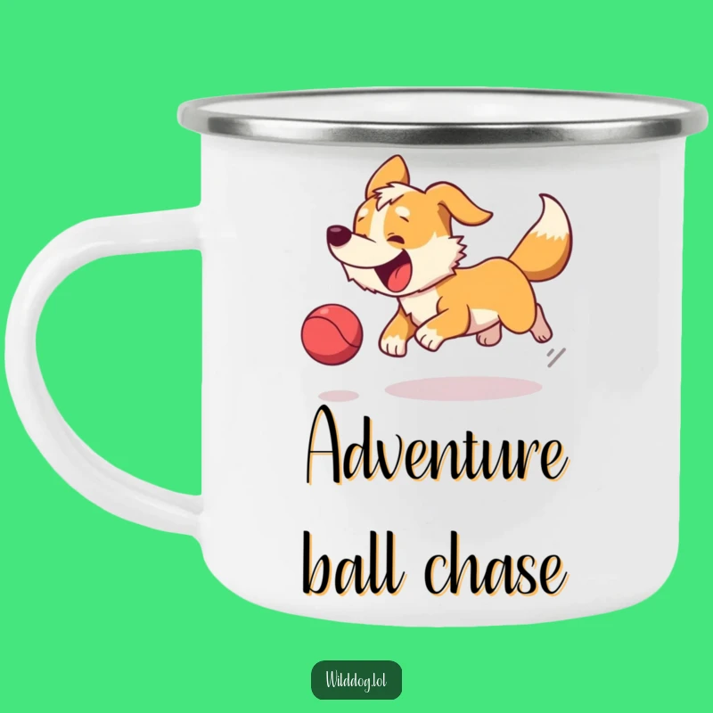 Funny Wild Dog Ball Chasing Camping Mug - Adventure Fuel with Joy