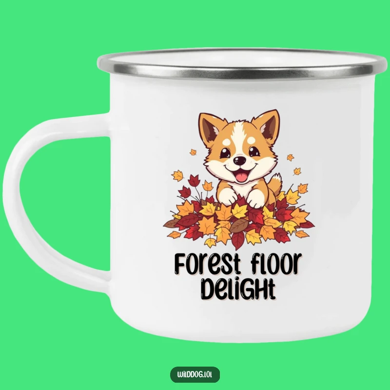 Funny Autumn Dog Leaves Camping Mug: Playful Fall Drinkware, Outdoor Gift