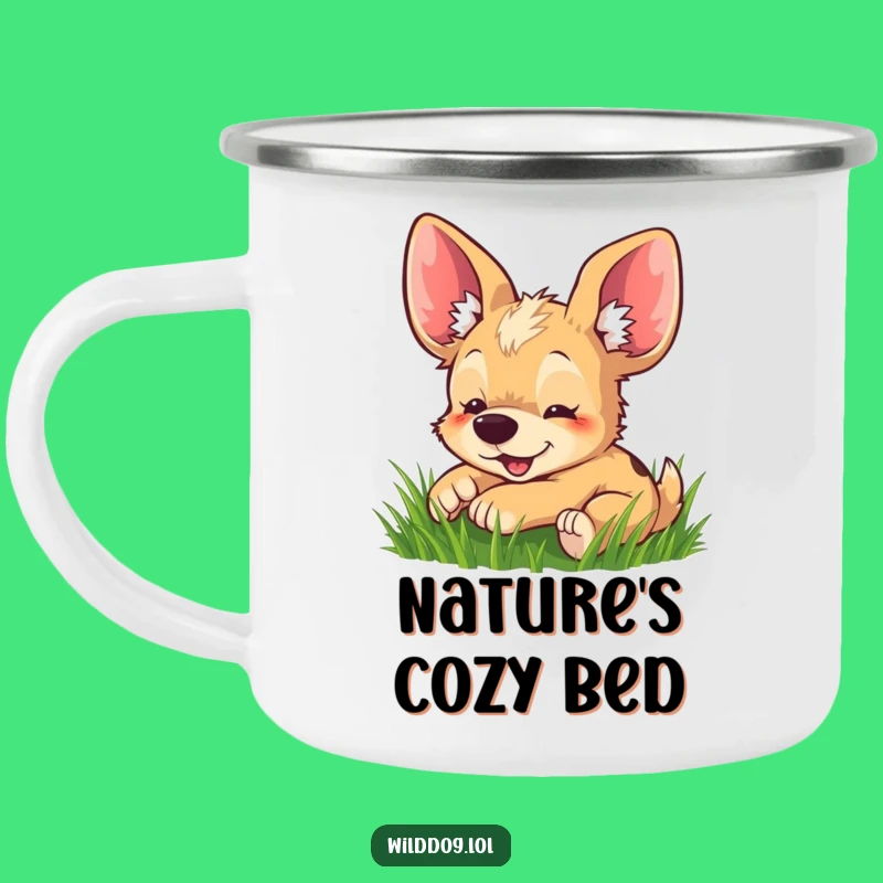 Funny Big-Eared Dog Grass Roll Camping Mug - Whimsy Outdoors