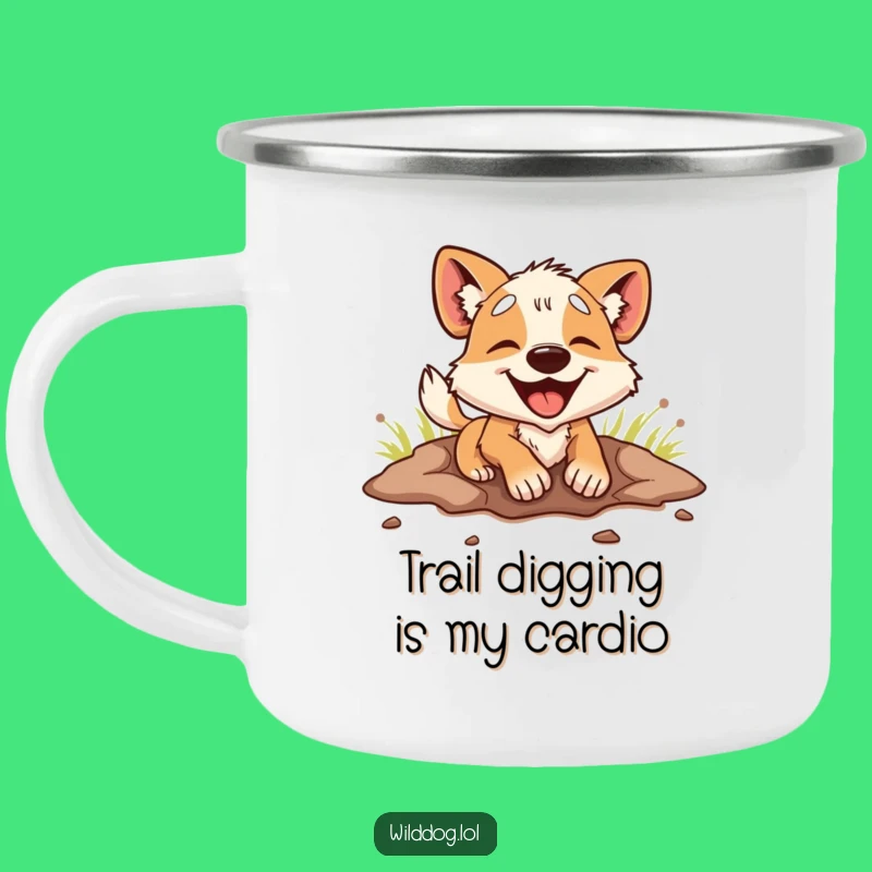 Funny Dog Camping Mug: Enthusiastic Digger Dog, Hilarious Outdoor Gift