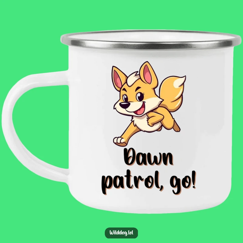 Funny Running Wild Dog Camping Mug: Determined Sips Outdoors!