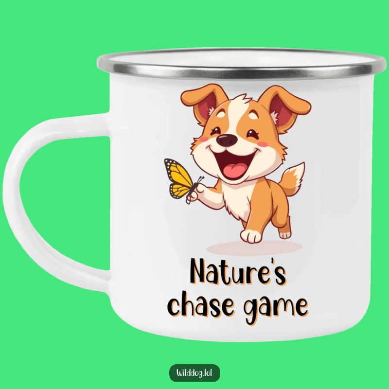 Funny Wild Dog Camping Mug: Grinning Pup Outdoor Gear, Perfect Adventure Gift!
