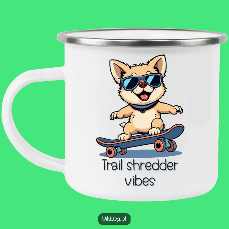 Funny Wild Dog Camping Mug: Skater Enamel Cup, Outdoor Adventure Gift