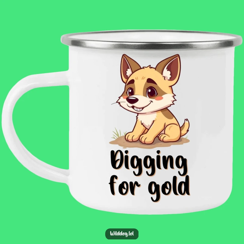 Funny Wild Dog Digging Camping Mug: Adventure Fuel with Goofy Grins Gift!