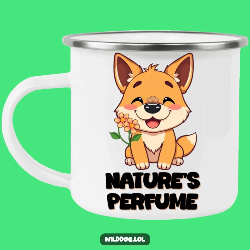 Funny Wild Dog Flower Nose Camping Mug: Happy Trails, Cheerful Funny Gift