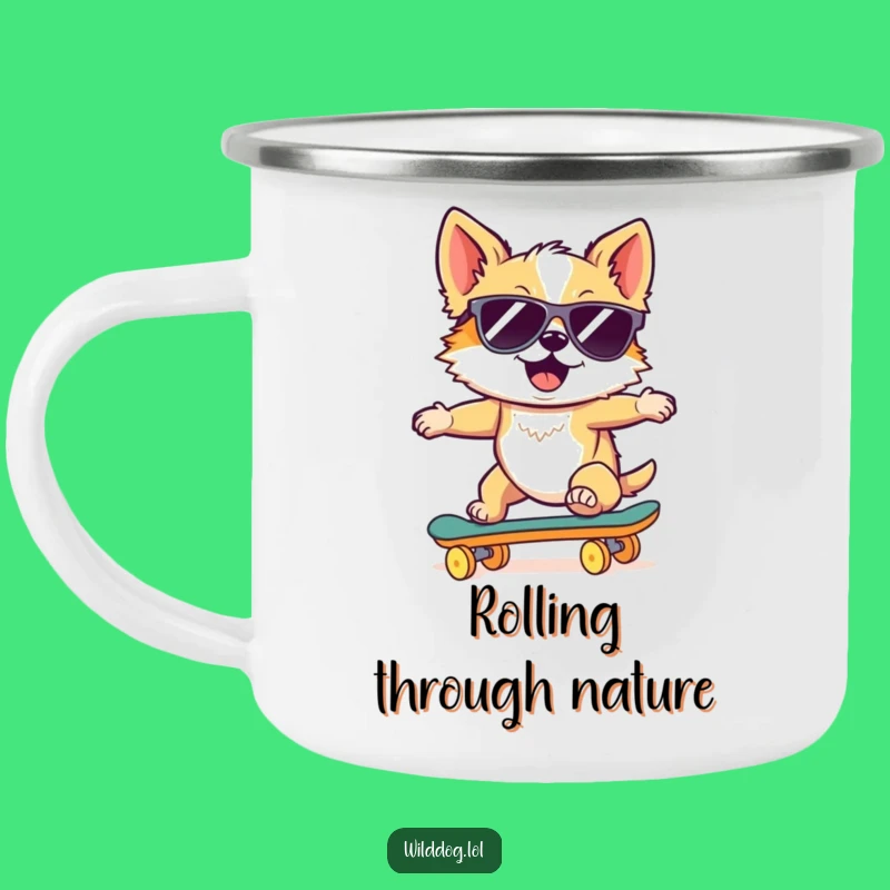 Funny Wild Dog Skateboard Camping Mug: Cool Rider Adventure Gear, Hilarious Gift