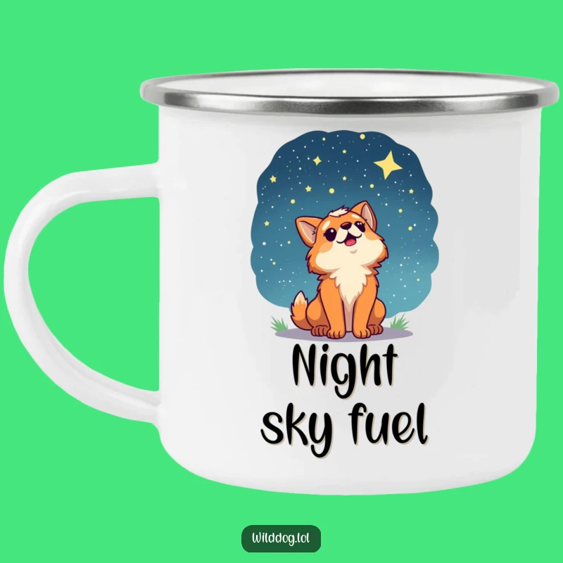 Funny Wild Dog Starry Sky Camping Mug: Magical Night Sips!
