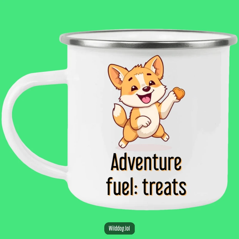 Funny Wild Dog Treat Jump Camping Mug: Adventure Fuel with Canine Hilarity Gift