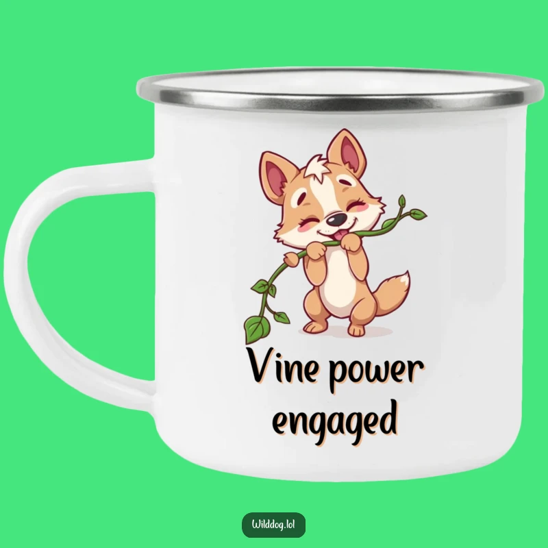 Funny Wild Dog Vine Camping Mug: Playful Sips Outdoors!