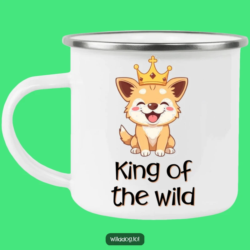 Funny Wild Dog Crown Camping Mug: Royal Pup Adventure Gear, Hilarious Gift