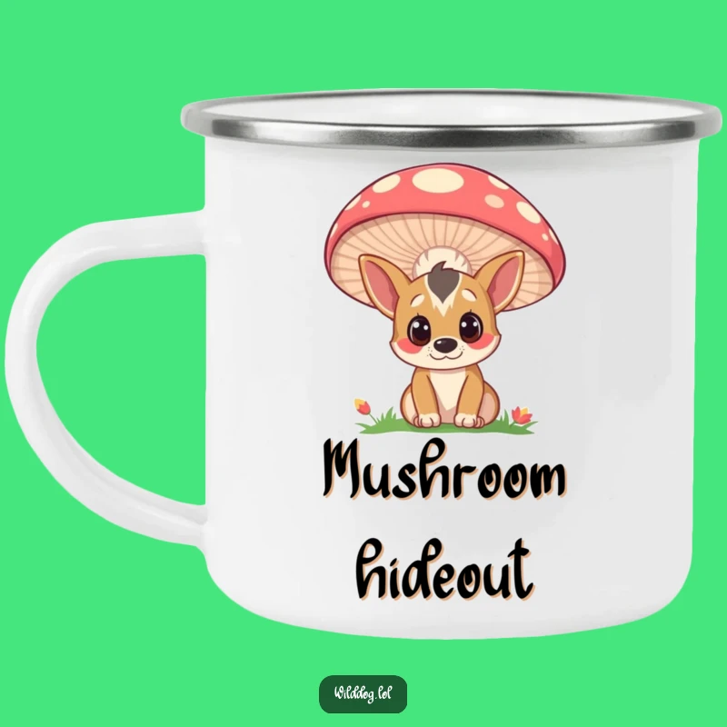 Funny Wild Dog Mushroom Camping Mug: Adventure Ready, Curious & Cozy Gift