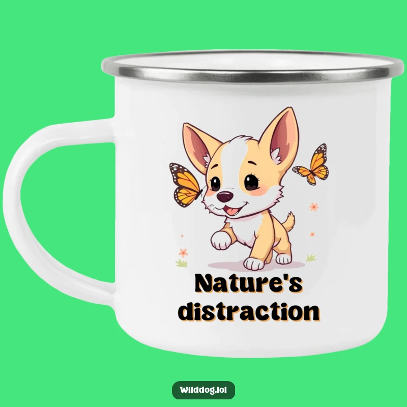 Funny Puppy Butterfly Camping Mug: Adventure with Pups