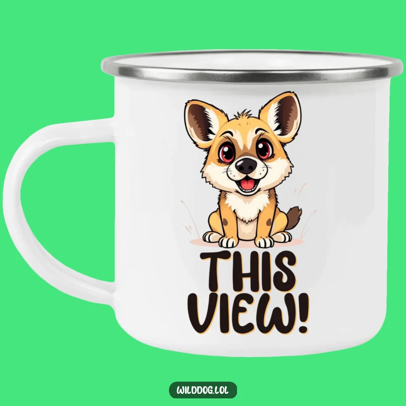 Funny Wild Dog Surprise Camping Mug: Adventure Fuel with Wide-Eyed Wonder Gift!
