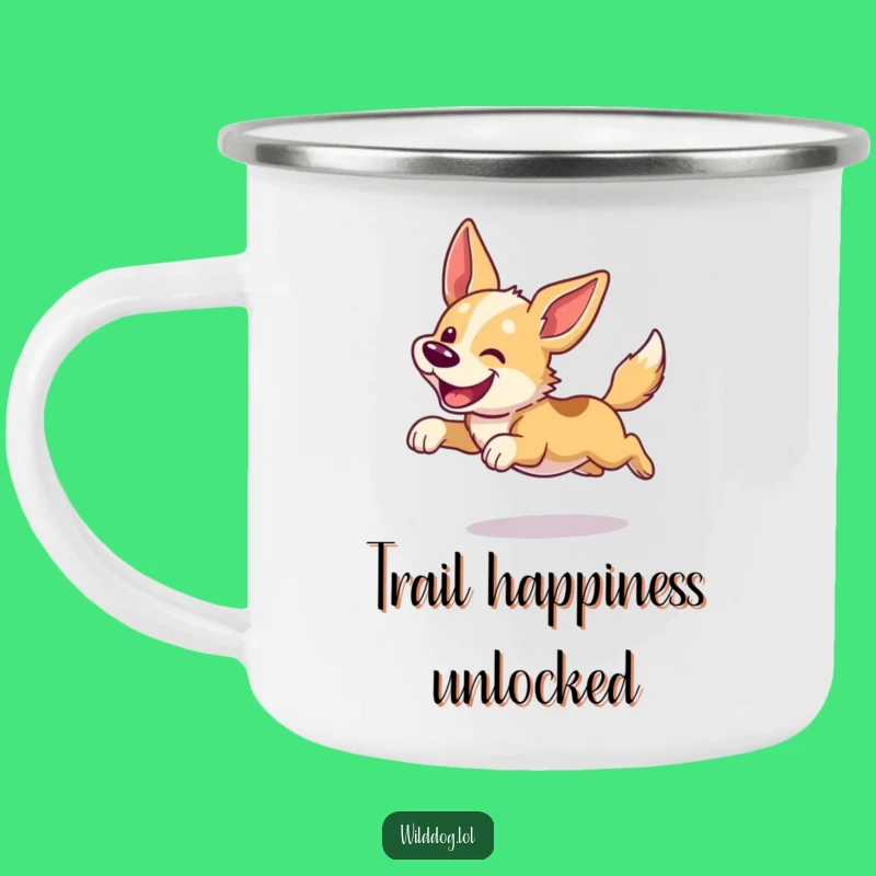 Funny Dog Camping Mug: Wild Leap Adventure, Hilarious Outdoor Gift