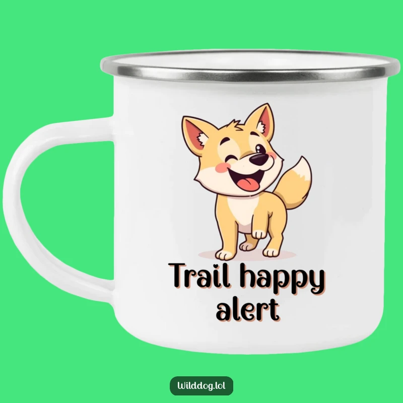 Funny Wild Dog Camping Mug: Wagging Tail Joy, Outdoorsy Cheerful Gift