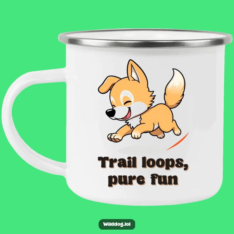 Funny Wild Dog Tail Chasing Camping Mug: Hilarious Outdoor Companion