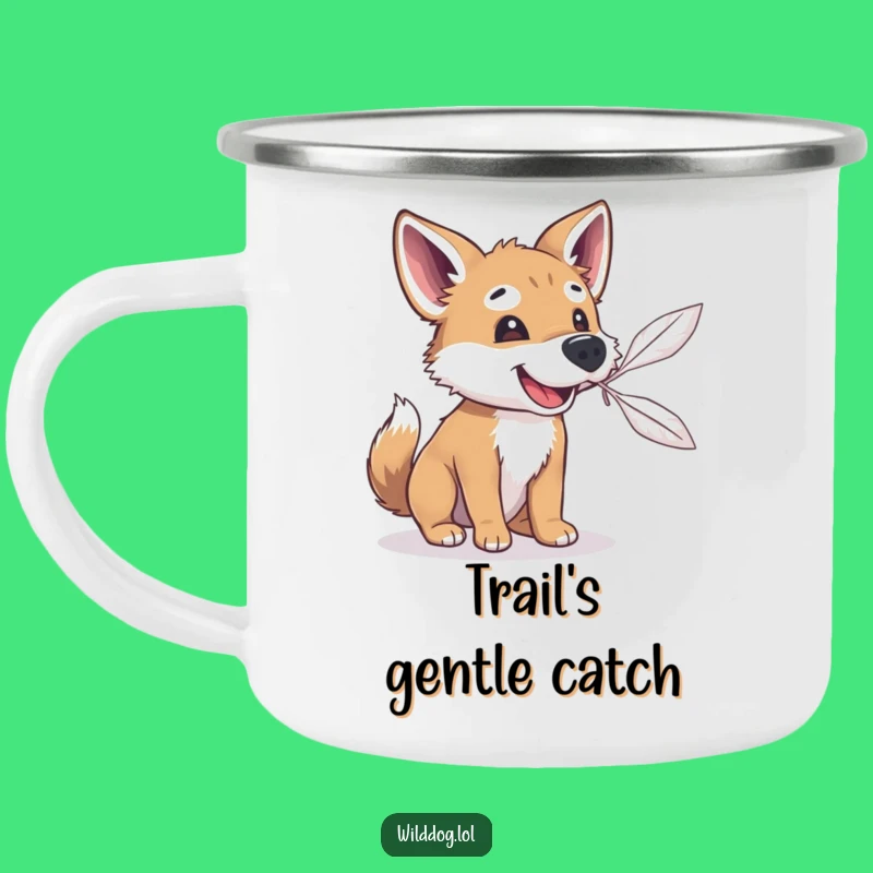 Trail Ready Funny Feather Catcher Wild Dog Camping Mug - Humorous Outdoor Companion Gift