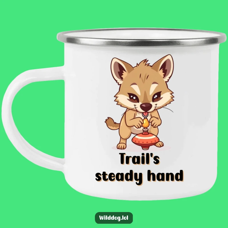 Focus Fuel Funny Dog Spinning Top Camping Mug - Humorous Outdoor Challenge Gift