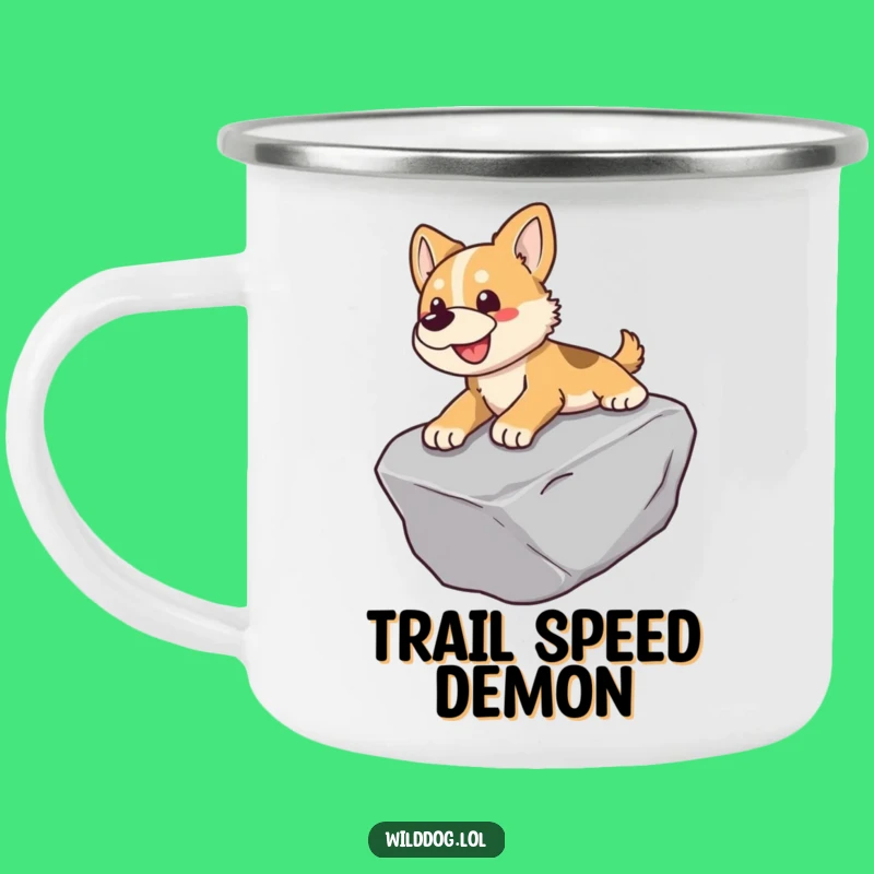 Funny Wild Dog Camping Mug: Rock Slide Thrills, Outdoorsy Playful Gift