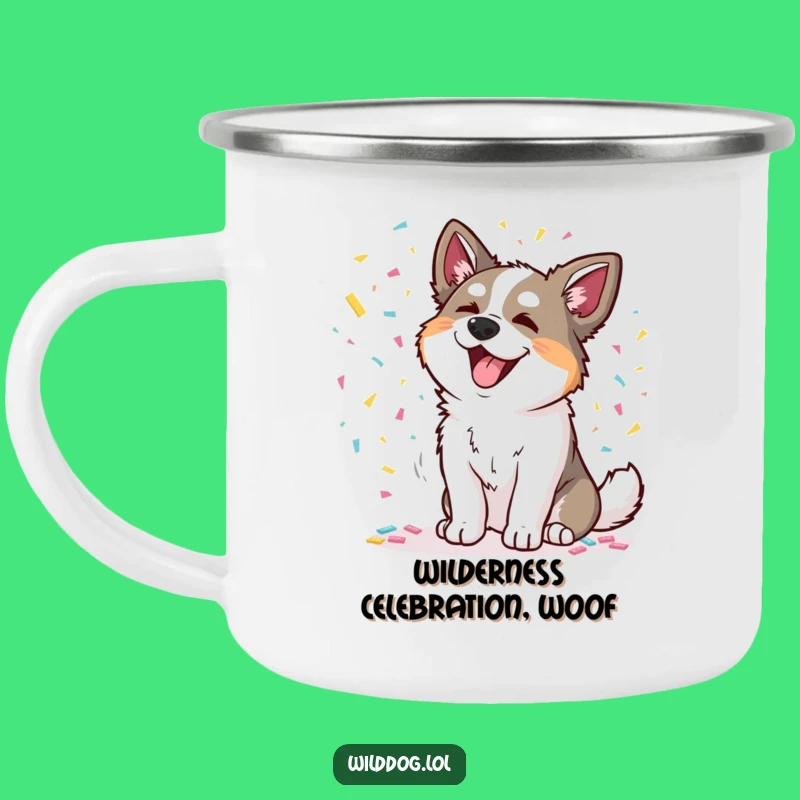 Funny Wild Dog Camping Mug: Confetti Party Outdoors