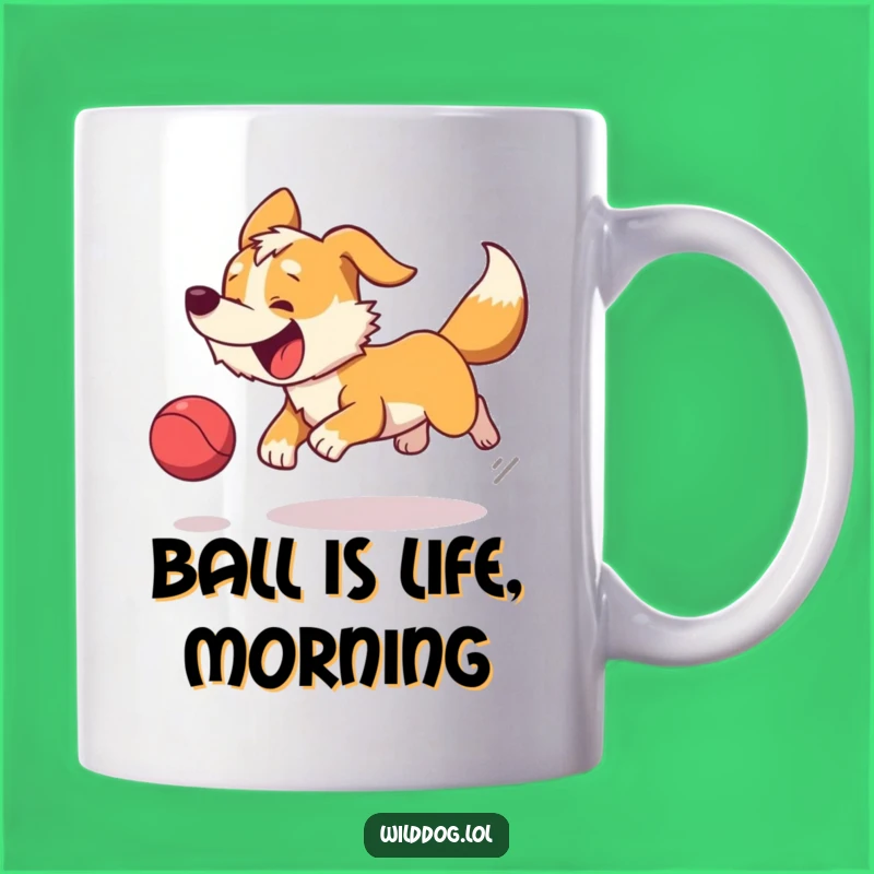 Funny Wild Dog Ball Chasing Mug - Joyful Gift for Pet Lovers