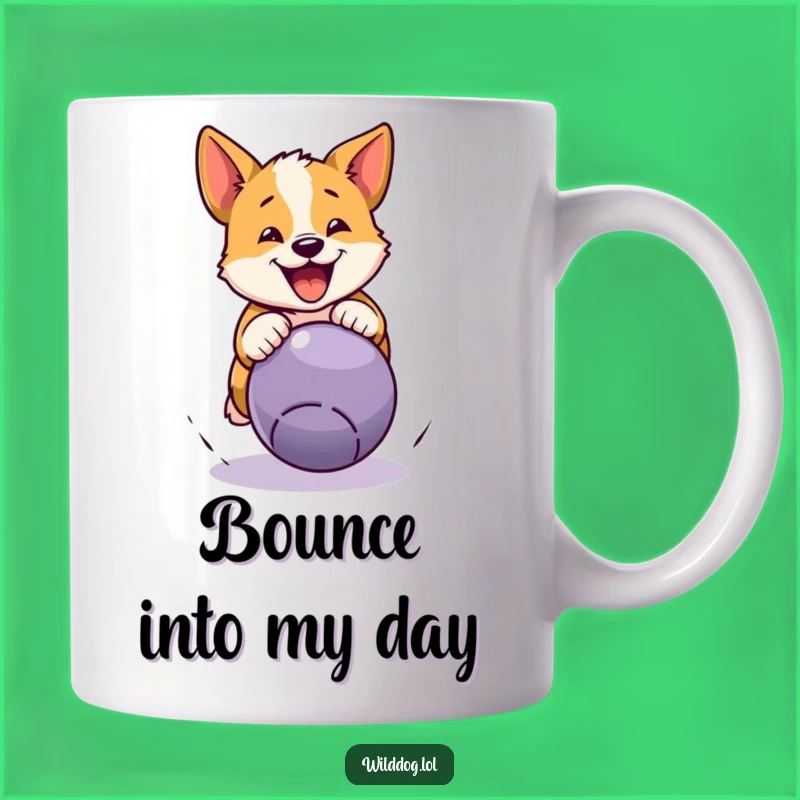 Funny Wild Dog Pouncing Ball Mug: Hilarious Gift for Energetic Dogs and Owners