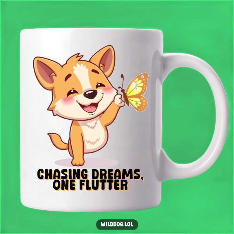Funny Wild Dog Butterfly Chase Mug: A Hilarious Gift for Dog Lovers