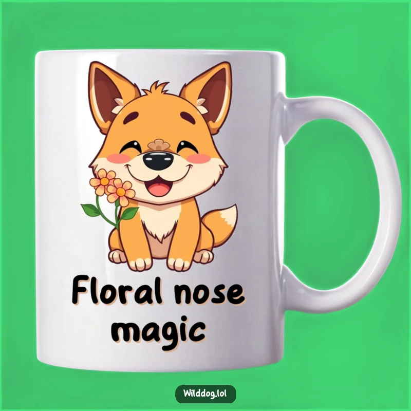 Funny Wild Dog Flower Nose Mug: Happy Character, Perfect Cheerful Funny Gift