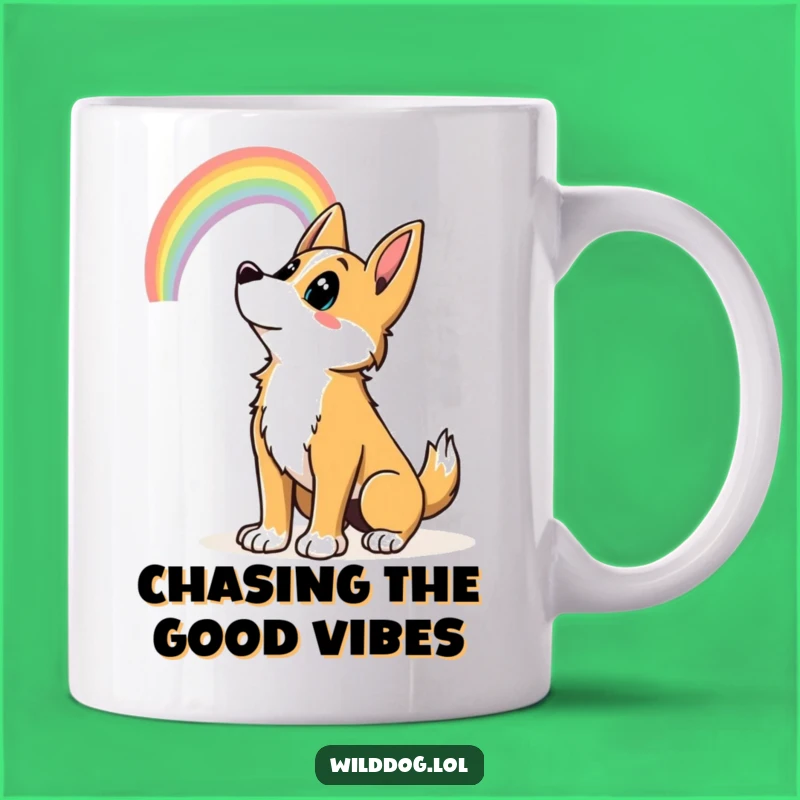 Funny Wild Dog Rainbow Mug: Hilarious Hopeful Gift for Dreamers