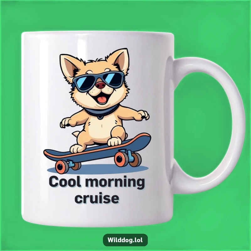 Funny Wild Dog Skater Mug: Cool Downhill Ride, Perfect Gift for Cool Dudes