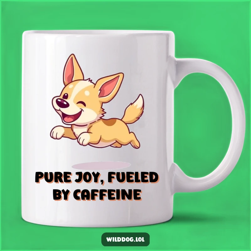 Funny Wild Dog Leap Mug: Joyful Canine, Perfect Gift for Dog Lovers