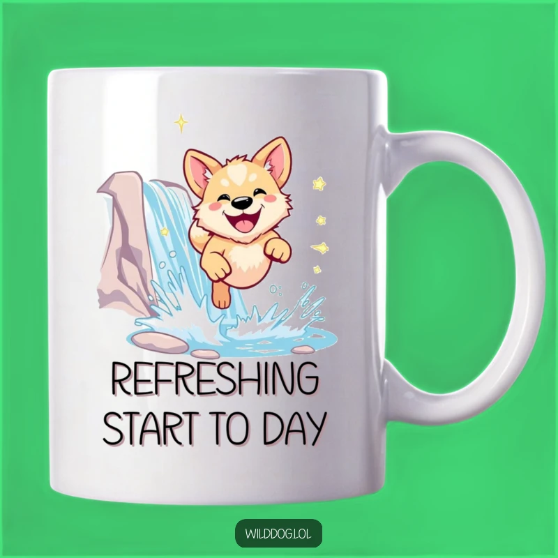 Funny Wild Dog Waterfall Mug - Radiant Joy & Adventure Humor