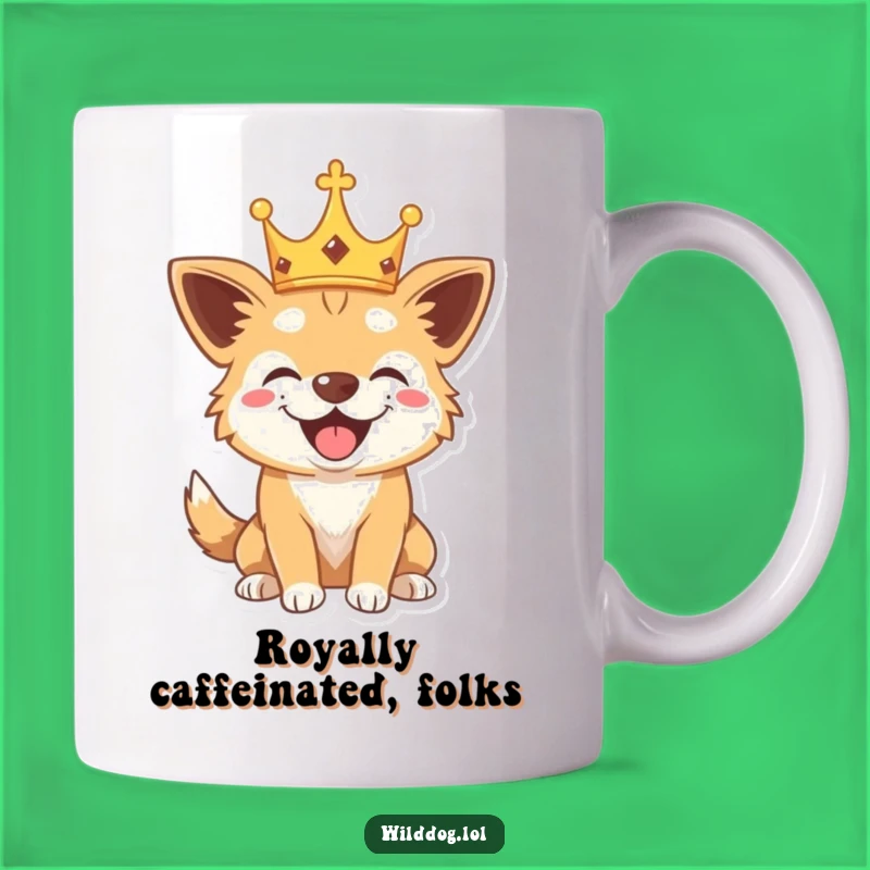 Funny Wild Dog Crown Mug: Playful Pup Design, Perfect Royal Humorous Gift