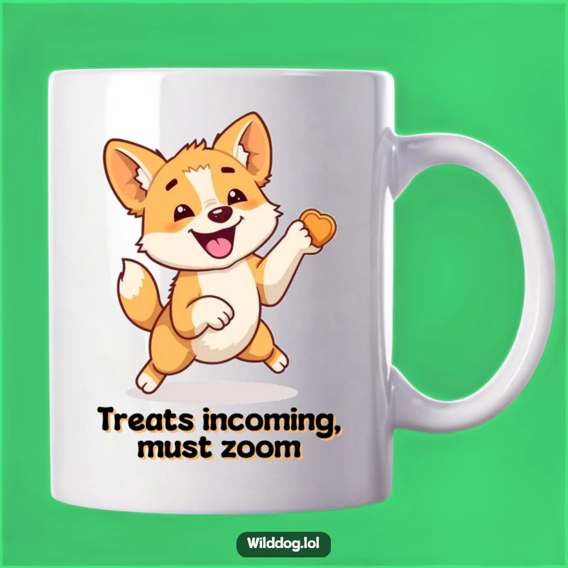 Funny Wild Dog Treat Jump Mug: Hilarious Canine Excitement for a Perfect Gift