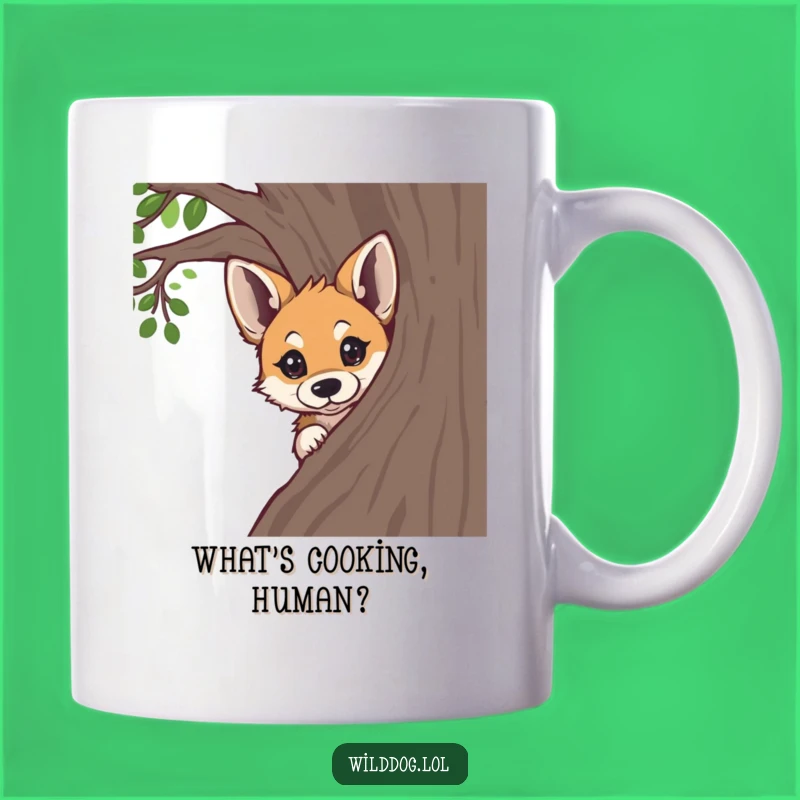 Funny Curious Wild Dog Mug: Adorable Peeking Animal Humor Gift