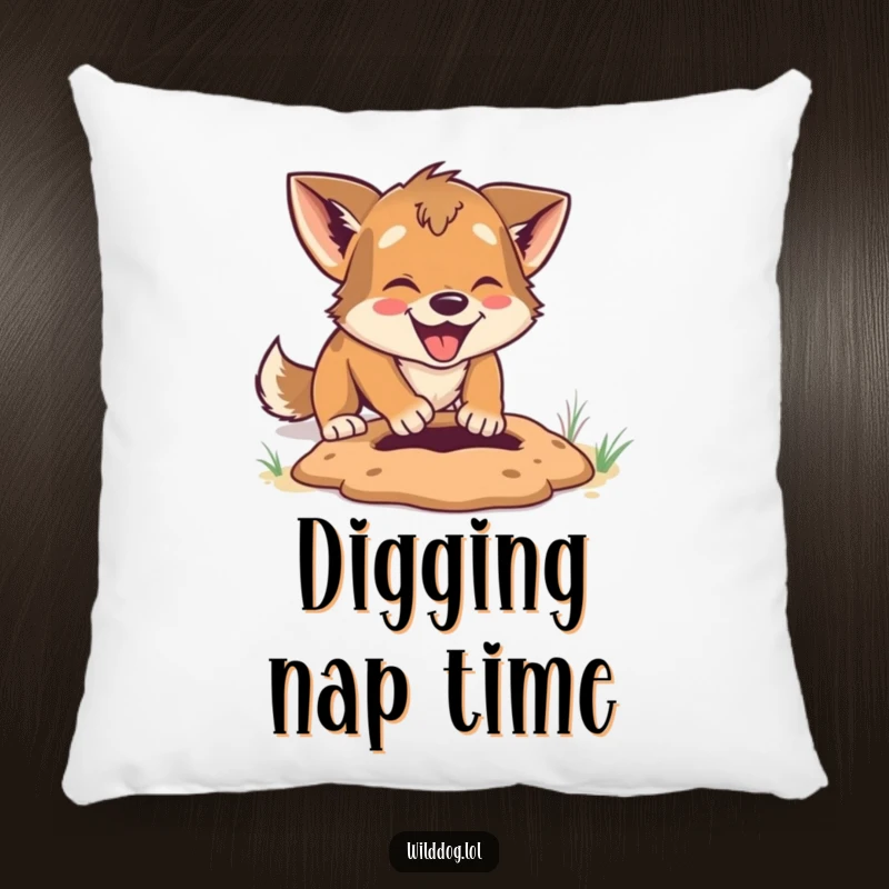 Funny Pillow: Wild dog digging enthusiastically, offering humorous comfort and a playful decorative touch.