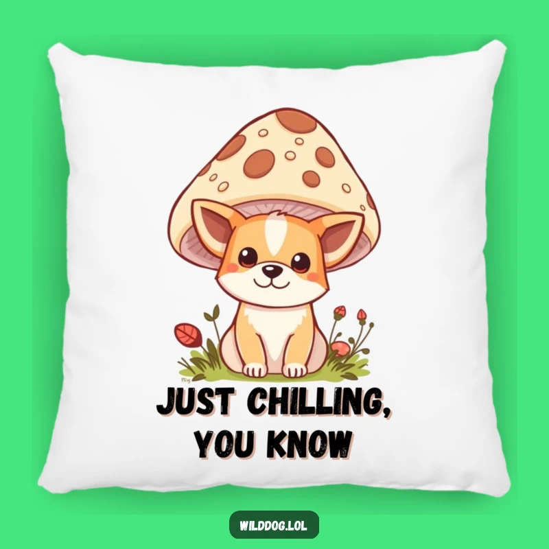 Funny Kawaii Wild Dog Pillow: Cozy Mushroom Peek Cushion, Adorable Funny Gift