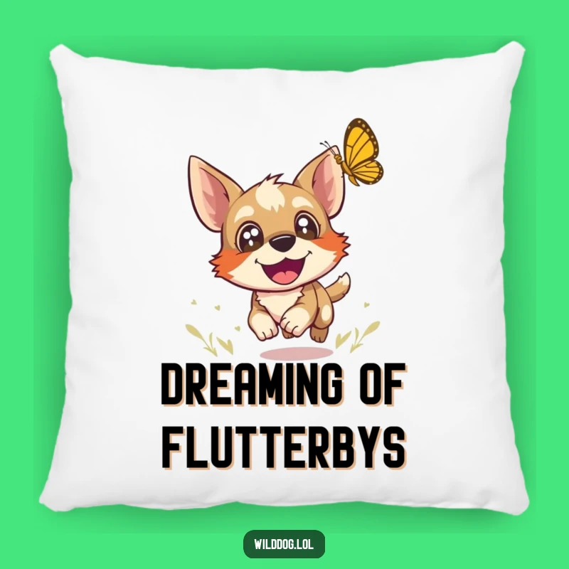 Funny Wild Dog Butterfly Pillow: Cozy Joyful Chase, Adorable & Hilarious Decor Gift