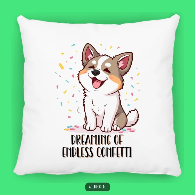 Funny Wild Dog Pillow: Confetti Joy and Cozy Comfort
