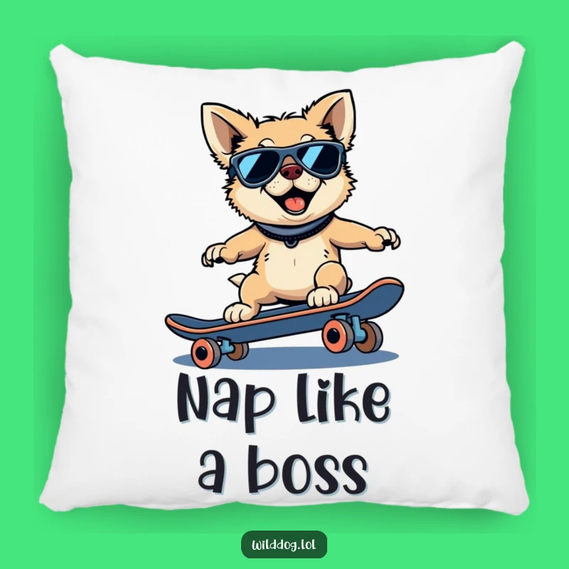 Funny Wild Dog Pillow: Skater Cushion, Cozy and Humorous Accent